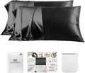 PROMEED 100% Mulberry Silk Pillowcase Set of 2, 23 Momme 3rd Gen Grade 6A+ 100% Mulberry Silk Pillow Cases 2 Pack, Real Silk Pillow Cover for Acne Prone Skin (King 20"x36", Black)