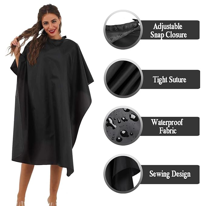 Black Waterproof Hair Salon Cape Professional Barber Cape with Metal Snap Closure Hair Cutting Cape (Black-20 Pack)