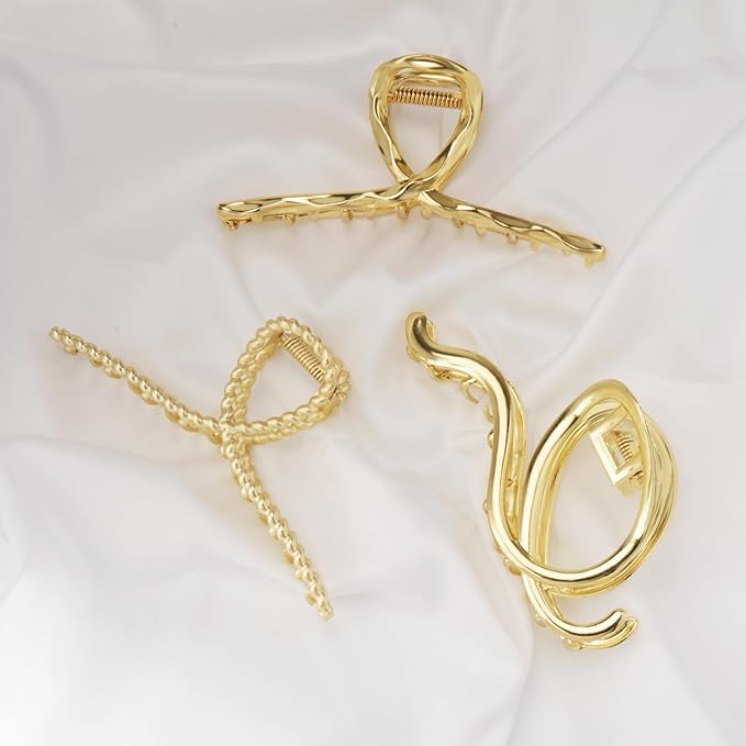 Mehayi 3 PCS Metal Large Hair Claw Clips for Thick Heavy Hair, Big Non-Slip Hair Catch Barrette Jaw Clamp, Strong Hold Claw Barrettes for Long Hair, Fashion Hair Styling Accessories for Women Girls