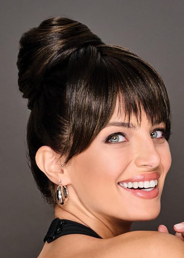 Hairuwear Hairdo Trendy Fringe and Bun Hairpiece With Fashionable Bangs and Side Piece, R1 Black