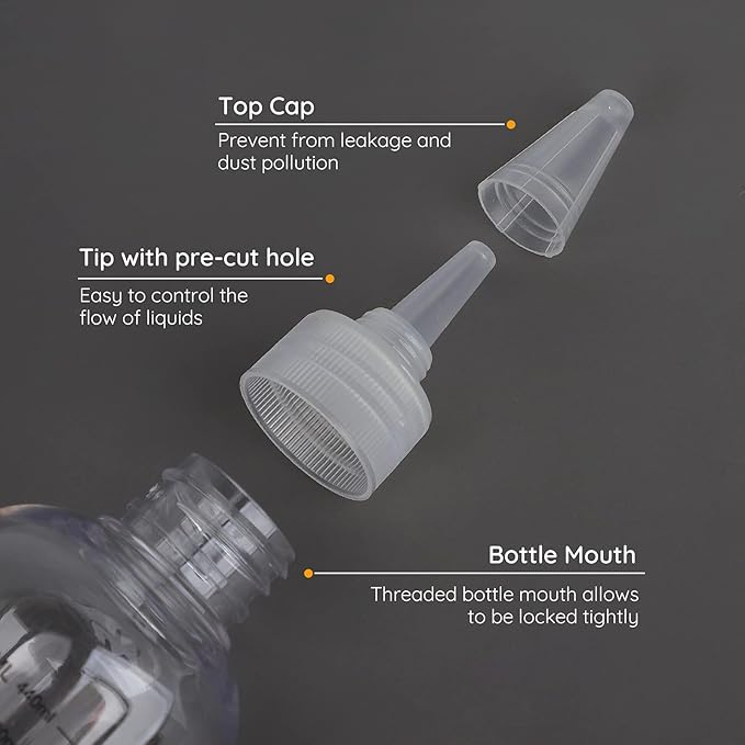 Segbeauty 16.9oz Hair Dye Bottles, 2Pcs 500ml Refillable Measured Hair Color Applicator Bottles, Clear Hair Color Squeeze Bottle with Graduated Scale, PET Twist Top Cap Tip Plastic Empty Dyeing Tool