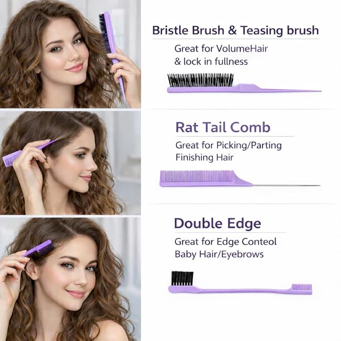 Detangler Brush for Curly Hair, Lightweight Curly Hair Brush with Vented Design for Easy Glide, Effortlessly Detangles Without Pulling or Snagging, Suitable for All Wet and Dry Hair Types (Pruple)