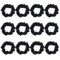 Pack of 12 Cotton Hair Scrunchies Single Jersey Solid Color Ponytail Holders Hair Ties for Girl (Black)