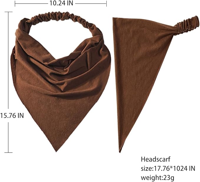 6 Pack Hair Scarf Headband for Women Elastic Bandana Head Scarf Large Boho Triangle Kerchief with Clips Non Slip Scarves