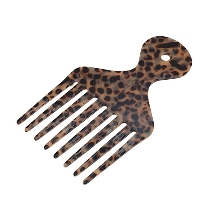 VOCOSTE Hair Picks for Curly Hair, Gentle Detangling Wide Tooth Comb, Afro Pick, Hair Pick Comb, Hangable Hair Styling Tool for Hair Care, Black Brown