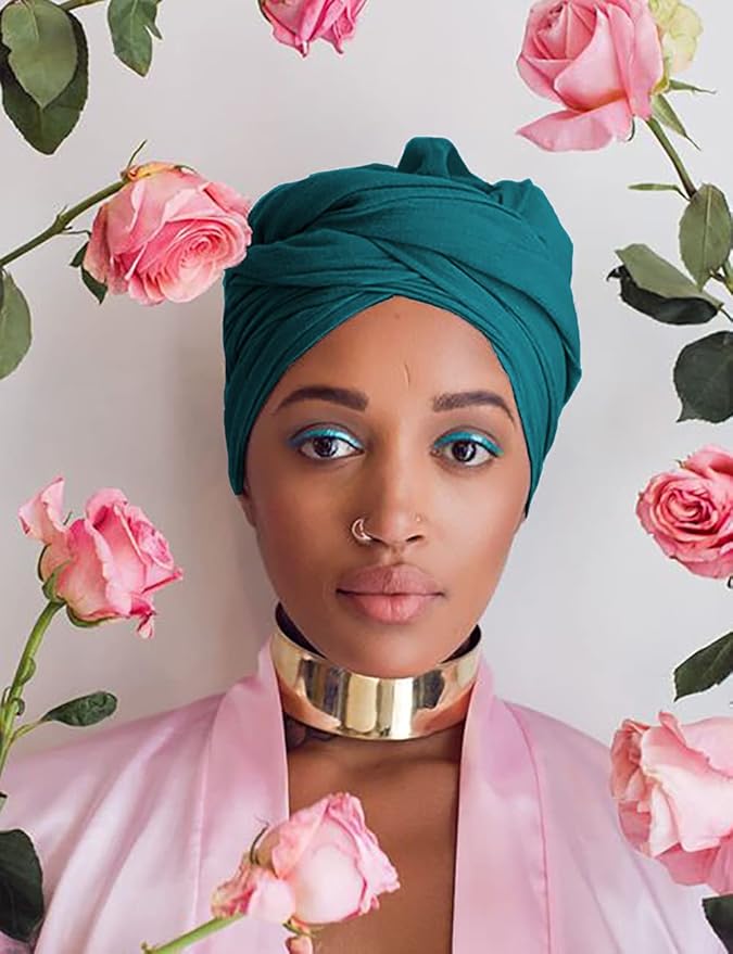 Harewom Head Wraps for Black Women Stretch Head Scarf Long African Hair Wraps Turban Headwraps Jersey Headbands