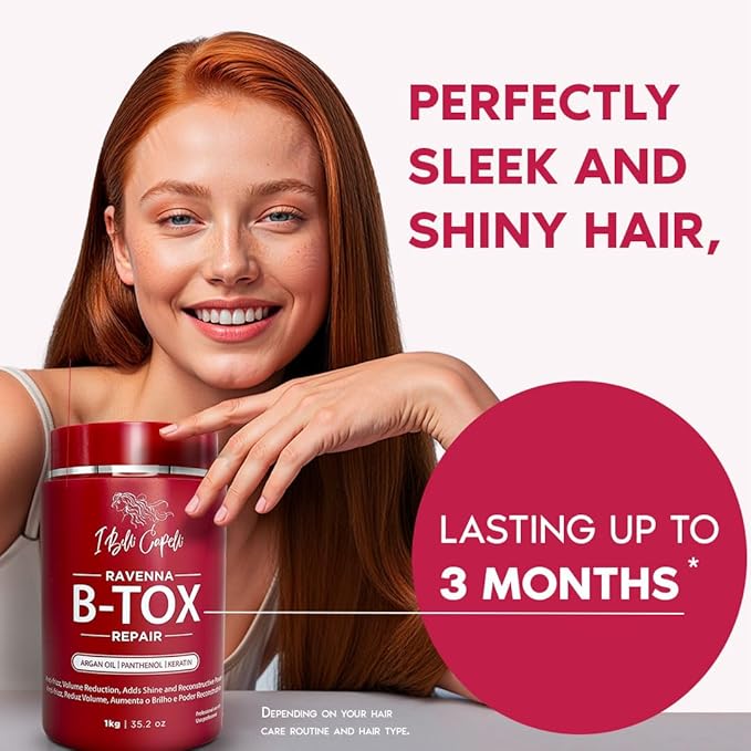 I Belli Capelli Ravenna Repair B-tox Hair Treatment -Cirugia Capilar Para El Cabello, Formaldehyde-Free, Long Lasting, Anti-Frizz, Smoothing, 35.2 oz (1kg)
