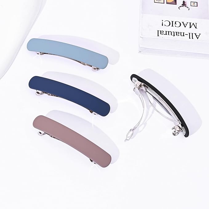 Fsmiling Hair Barrettes for Women French Hair Barrette Clip Medium Matte Hair Clips Barrette No Slip Hair Accessories 4-Pack
