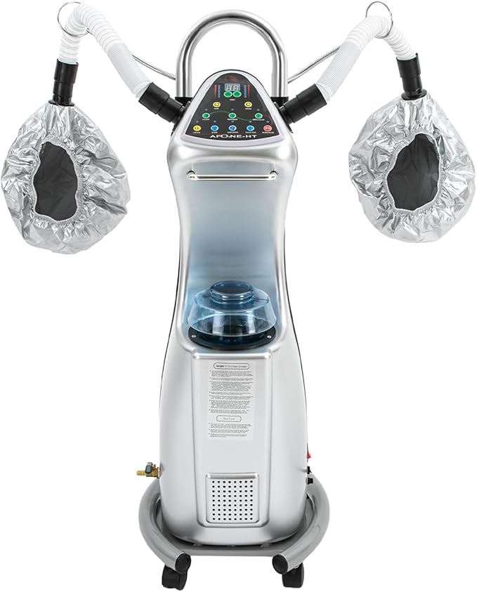 Steamer for Hair Salon,Ozone Micro Mist Hair Steamer, 650W Hair Salon Professional Ozone Hair Steamer Free Standing Color Processor with Dual Caps,Rolling Base for Deep Hair Care Repair, Hair Styling