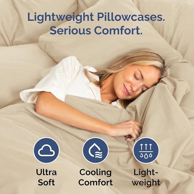 Queen Pillow Cases Set of 2 - Ultra Soft Hotel Quality Pillowcase Covers - Comfy, Cozy & Wrinkle Free - Shrinkage, Stain and Fade Resistant - Machine Washable Pillow Protectors - 2 Piece Set - Cream