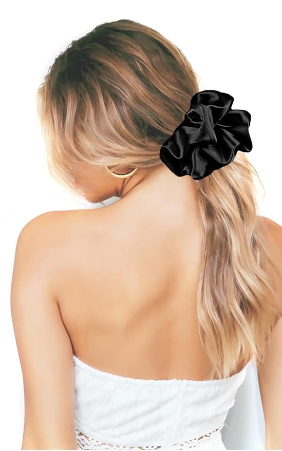 IVARYSS Big Scrunchies for Women Thick Hair, Premium Satin Softer than Silk, XL 6 Inch Extra Large Scrunchy Elastic Hair Bands Accessories, 6 Pack, Multi