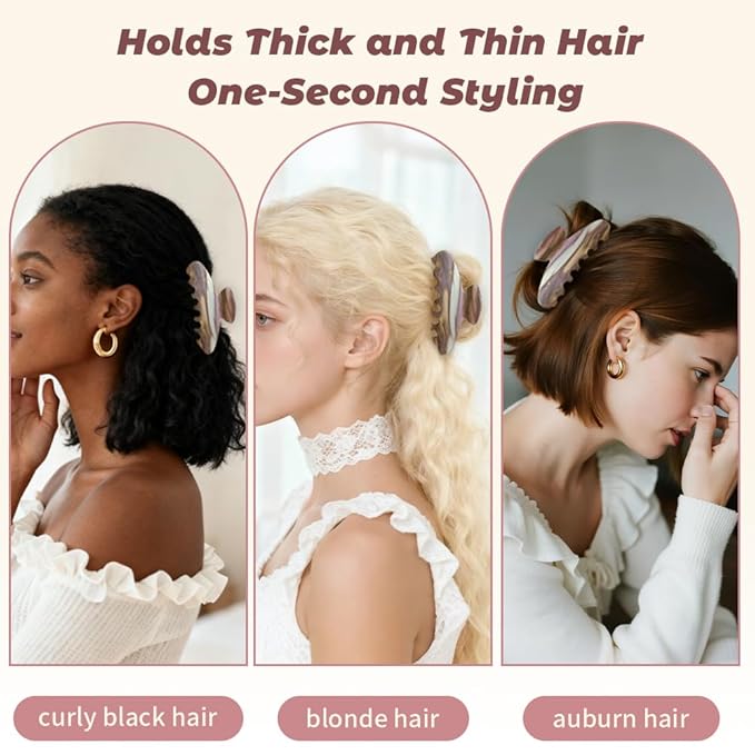 French Hair Claw Clips for Women Grils,4 Inch Strong Hold No Slip Grip Accessories Acetate Material,Not Easily Damaged,Thick or Thin Hair (Brown Marble)