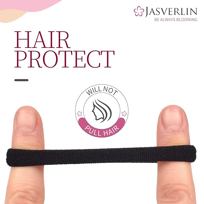 Soft Hair Ties - Seamless Cotton Elastic Bands for Women Girls, No Damage Ponytail Holders Small Scrunchies for Thick Curly Thin Hair Assorted 1.5 inch 100 Pcs (Baby Color)