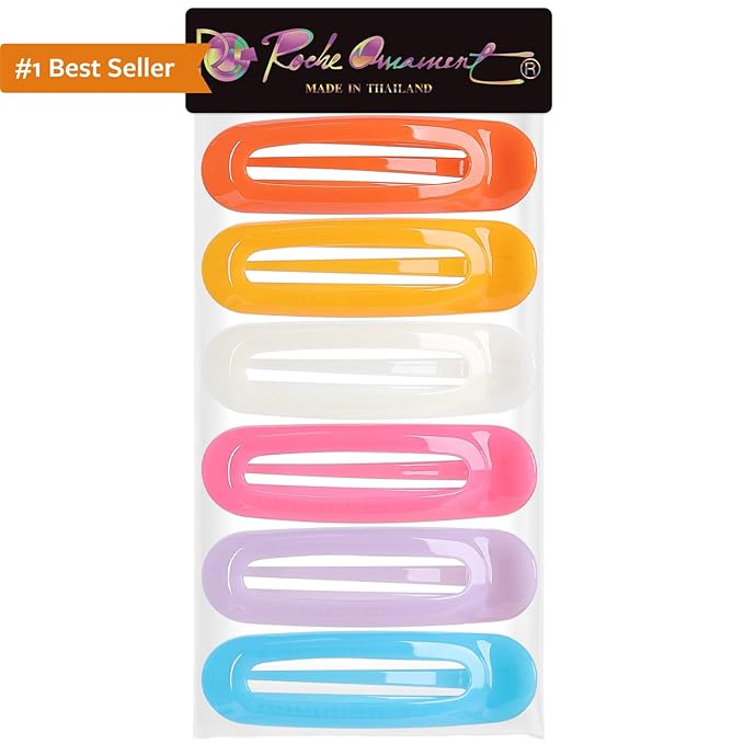 RC ROCHE 6 Pcs Flat Claw Hair Clips for Women Alligator French Barrette Long Thick Hair Duckbill Curved No Slip Grip Lay Flat Side Slide Firm Classic Styling, Large Jelly Candy Multicolor
