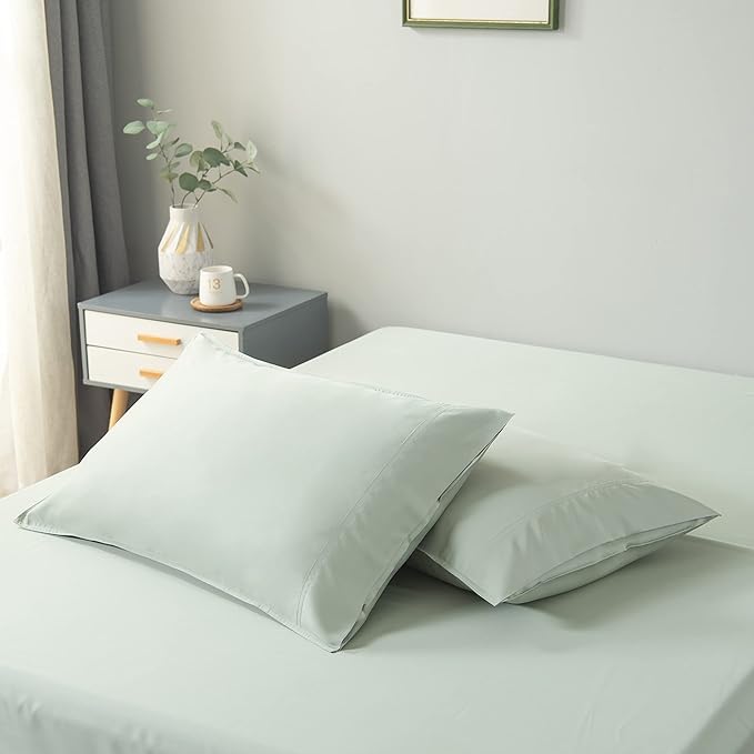 Bella Coterie | Luxury Bamboo Viscose King Size Pillowcase Set | 100% Organically Grown | Ultra Soft | Cooling | 2 Pcs [Sea Glass]