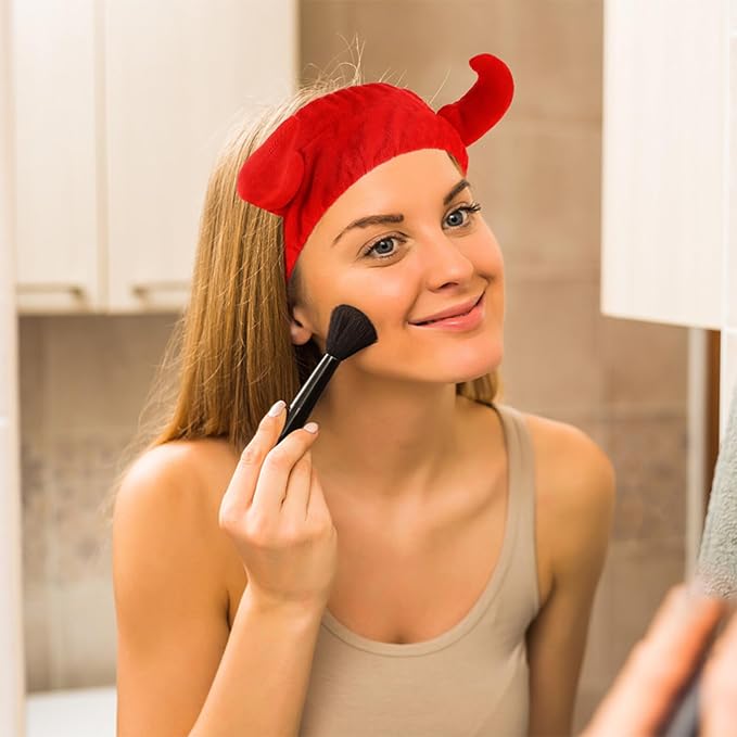 Spa Headband Devil Horns Makeup Hair Bands Sturdy Wear-Resistant Face Washing Cosmetic Turban Head Wraps Shower Yoga for Women