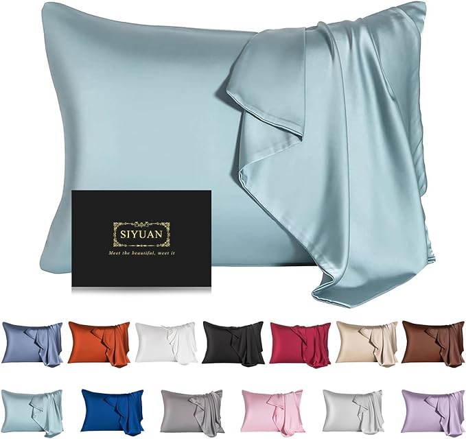 Mulberry Silk Pillowcase for Hair and Skin,Toddler Size Kids Silk Pillow Case with Hidden Zipper,Allergen Proof Dual Sides Soft Breathable Smooth Silk Pillow Cover(Toddler,Aqua Blue)