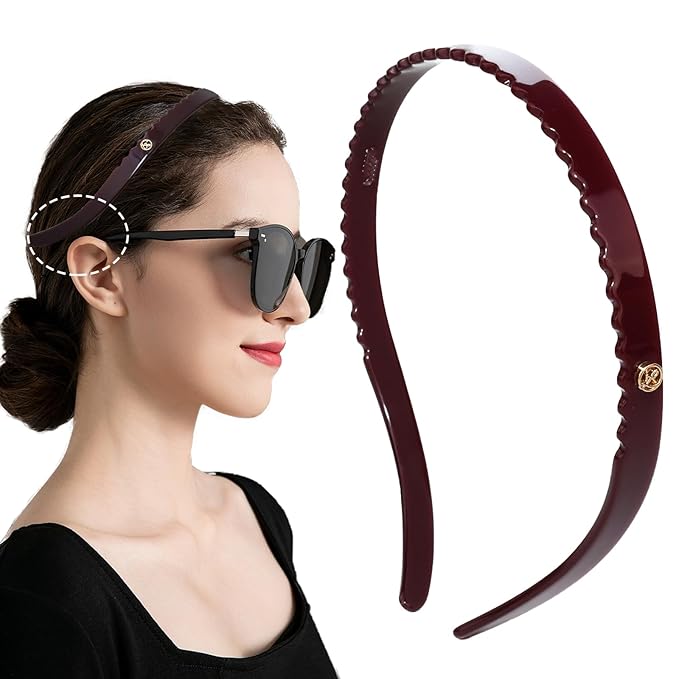 Wine Red Headbands for Eyewear Flex No Pressure Hairband Fashion Acetate Headbands for Womens Sisters Girls Gifts