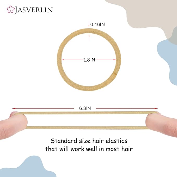 Blonde Hair Ties Hair Elastic for Women’s Hair, No Metal 4mm Hair Tying Bands Ponytail Holders for Braided Thick Long Straight Hair Styling Accessories 50 Pieces (Sandy Blonde)
