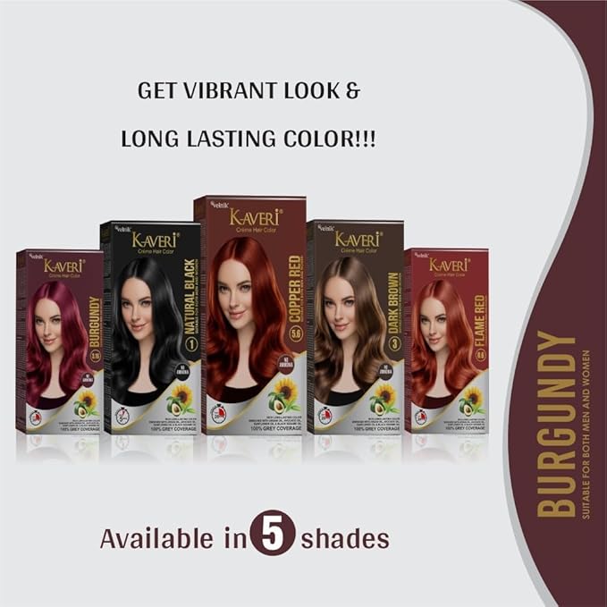 Creme Hair Color Permanent Hair Dye Color - With Improved Creme Formula for 100% Gray Coverage Ammonia Free Hair Color Dye for Rich Bright Long lasting (Burgundy, 3.04 Fl Oz)