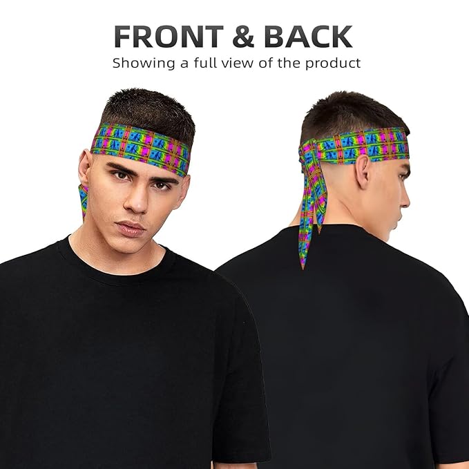 Men Women Beauty Skinny Sports Sweat Band Hand Decor for Running Travel Spa, Long Boho Style Colorful Bill Dollars American Money Hair Band Headdress