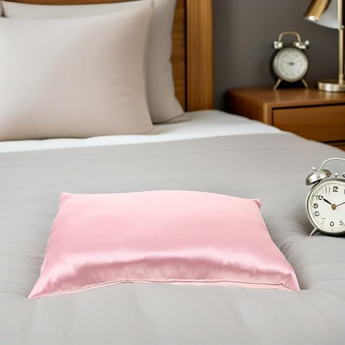 Alipis 2pcs Satin Pillowcases with Zipper Closure Smooth Faux Silk Pillow Covers for Hair Skin Protection Anti-Tangle Travel Pillowcase in Pink Soft Breathable Bedding Accessory