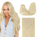 GOO GOO Clip in Hair Extensions Real Human Hair, Remy Human Hair Extensions Clip ins for Women, Natural Human Hair, 14inch 110g 7Pcs, 60A Platinum Blonde