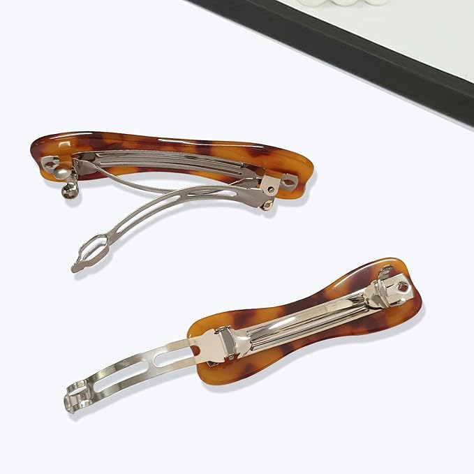 Hair Clips for Women,3.5 Inch Acetate Medium Hair Claw Clips for Women Thin Thick Curly Hair,Strong Hold No Slip Grip,French Classic Multicolor Barrettes Hair (Light Tortoiseshell Oblong)