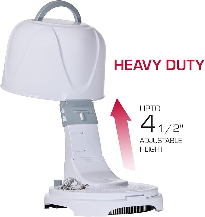 Red by Kiss 3000 Ceramic Tourmaline Professional Hood Dryer, 4 Heat Settings Blow Dryer for Home & Salon, Height Adjustable Convenient Big Hood Size Extra Coverage (1875 Wattage)