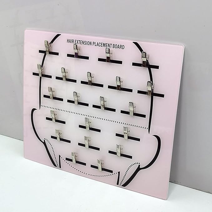 DNCG Hair Extension Holder Acrylic Board, Hair Extension Holder Board With Clip For Hairpieces, Wig Sectioning Display Grafting Plate, Hair Hanger, 1, light pink1