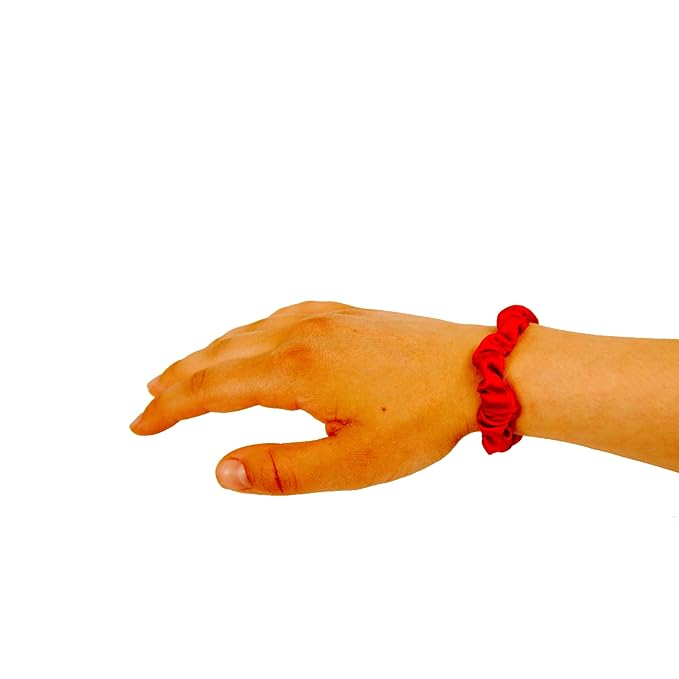 Amelia Beauty, Red Satin Small Scrunchies, 12-Pack – No Damage Hair Ties for Women, Gentle & Durable Hair Accessories, 2.5in x 0.5in