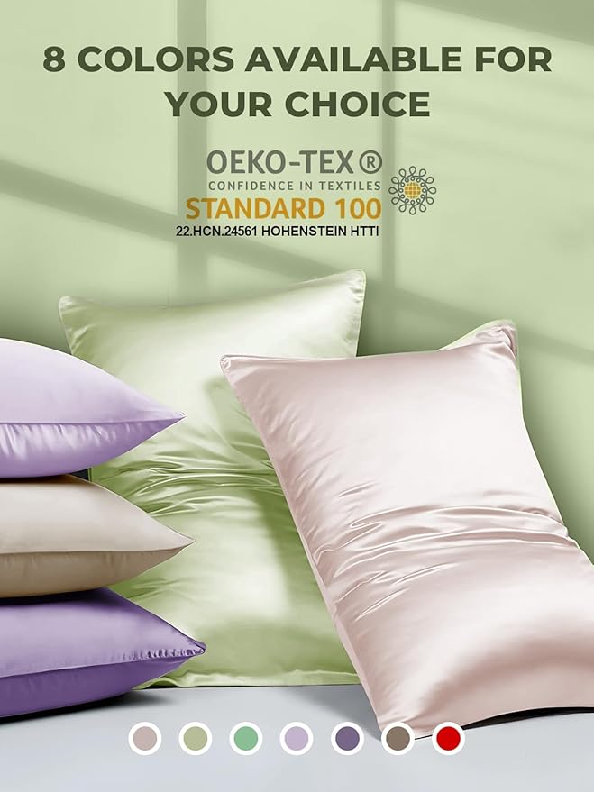 Mulberry Silk Pillowcase for Hair and Skin, SGMSILK 22 Momme Natural Silk Pillow Cases with Zipper, 6A Soft and Smooth Single Sided Pure Silk Pillow Cover (Matcha, Standard 20"x26")