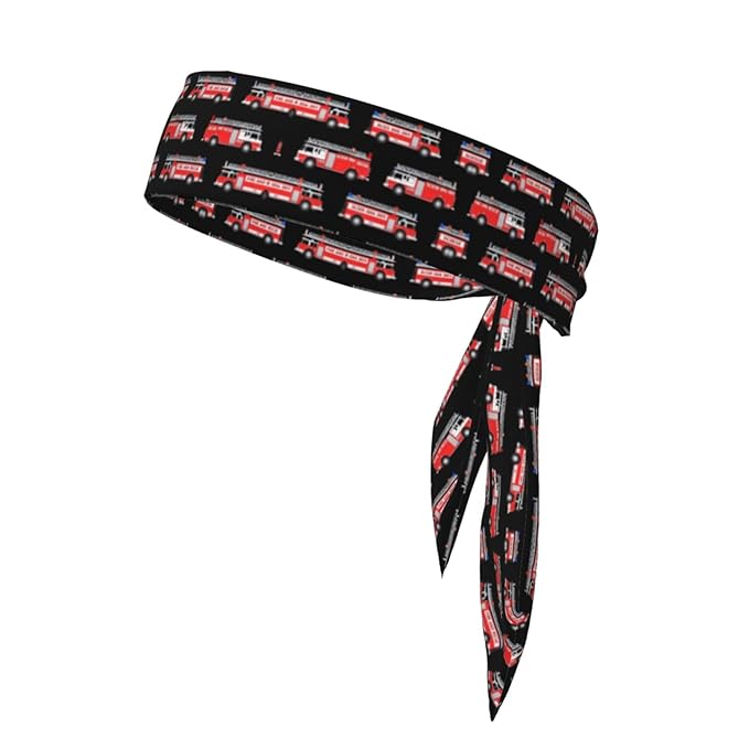 Men's Women Cute Cartoon Fire Truck Sports Sweatband Multi Style Lovely Head Ribbon Headdress for Running Fitness Spa