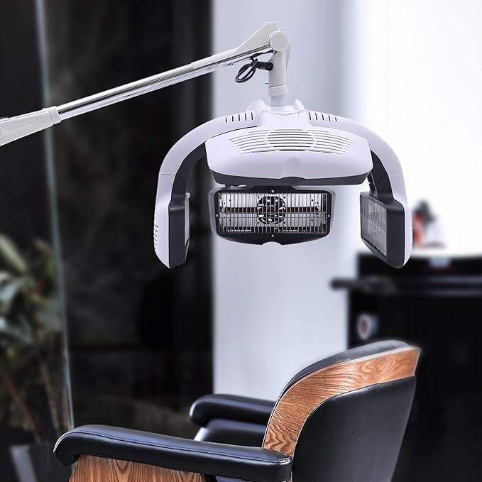 Wall Mounted Orbiting Hair Dryer, 1500W Temperature Adjustable Salon Hair Perming Machine, 360 Degree Rotating Heating Ring Rotating Hair Treatment Machine with 5 Heating Discs for Salon SPA