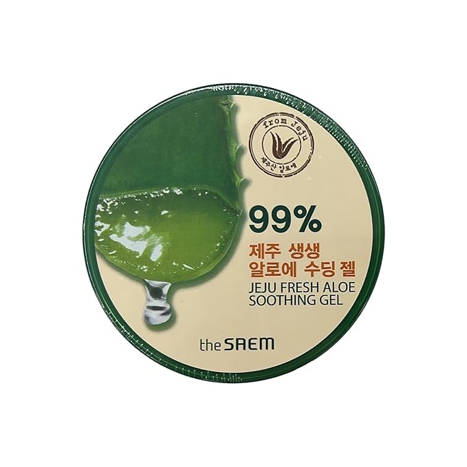 THESAEM Jeju Fresh Aloe Soothing Gel 10.1 fl. oz. - 99% Pure Aloe Vera Leaf Juice from Jeju Island - Multi-Purpose Moisturizing Gel for Face, Body & Hair - Cooling Relief for Irritation & Dry Skin