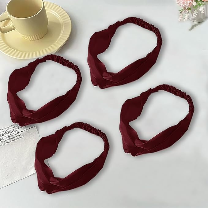 4PACK Womens Silk Headband Satin Headbands Silky Hairband Wide Head Bands Hair Wrap Fashion Hairbands Accessories