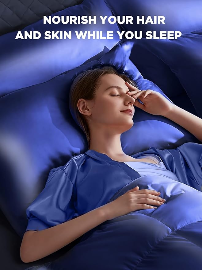 Mulberry Silk Pillowcase for Hair and Skin, SGMSILK 22 Momme Natural Silk Pillow Cases with Zipper, 6A Soft and Smooth Single Sided Pure Silk Pillow Cover (Royal Blue, King 20"x36")
