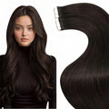 LaaVoo Tape in Hair Extensions Human Hair 28 Inches 20pcs 65g Brown Hair Extensions Tape in Dark Brown