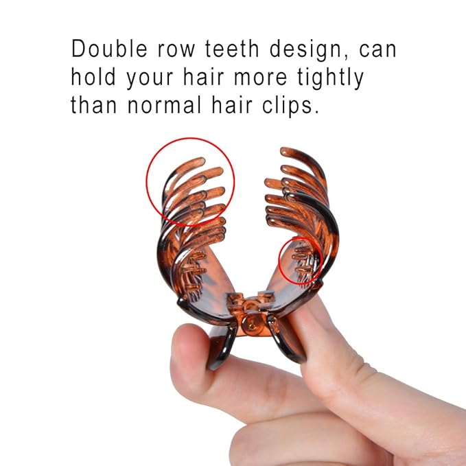 DEEKA 3 PCS 2.5 Inch Tortoise Shell Hair Claw Clips Double Row Teeth Plastic Hair Jaw Clips Hair Barrettes Thick Medium Thin Hair Clips for Women