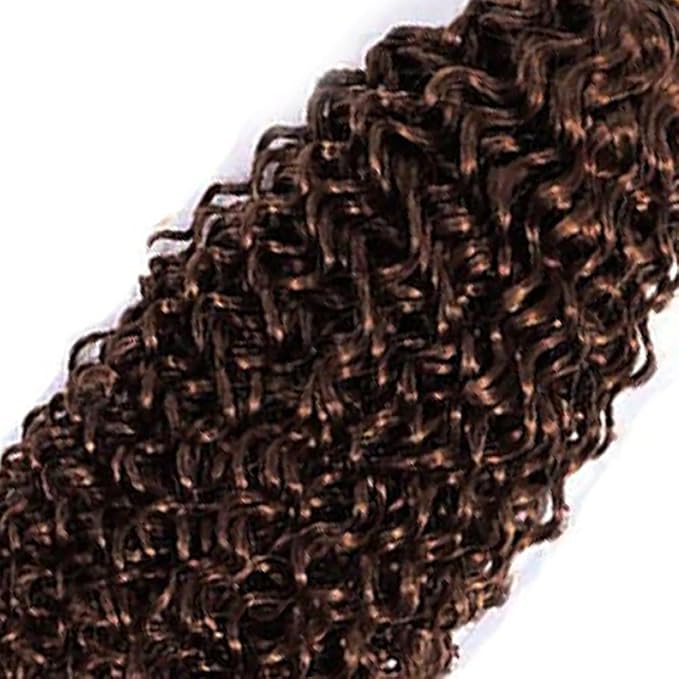 Chocolate Brown Human Hair Bundles Color 4 Kinky Curly Bundles Double Weft Niegmeag Grade 8A Brazilian Virgin Remy Hair Single Bundle 14 Inch