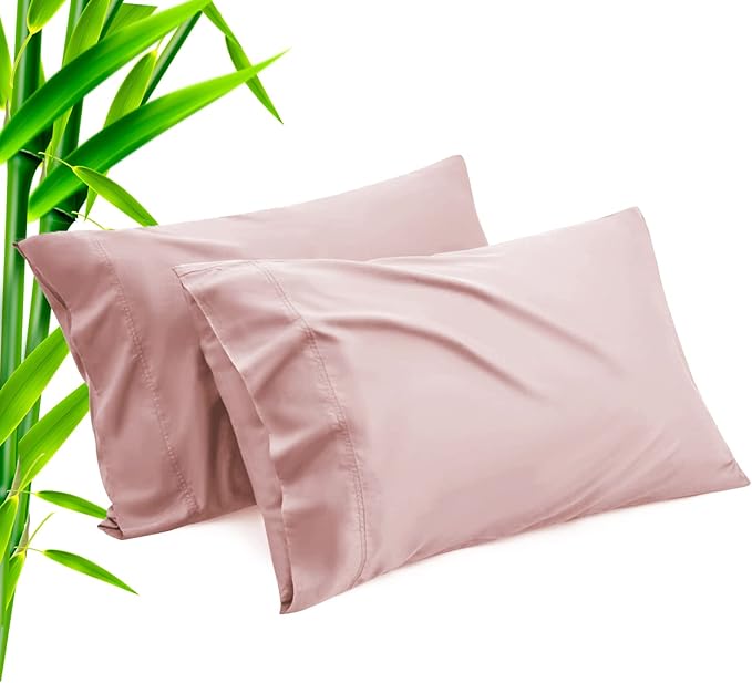 TELUS Pink Pillow Cases Queen Size 2 Pack, Bamboo Rayon Cooling Pillowcases with Envelope Closure, Cool Breathable Pillow Cover for Hot Sleepers & Night Sweats, 20x30 inch