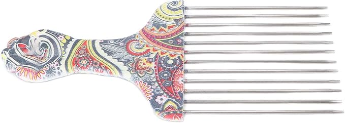 Professional Hair Styling Pick Comb - Stainless Steel, for Afro Hair, Suitable for Women and Men (Waist flower K4)