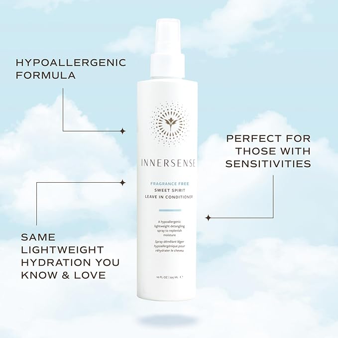 INNERSENSE Organic Beauty - Fragrance-Free Sweet Spirit Leave-In Conditioner | Detangling, Hydrating, Smoothing | Non-Toxic, Cruelty-Free, Clean Haircare (10 fl oz)