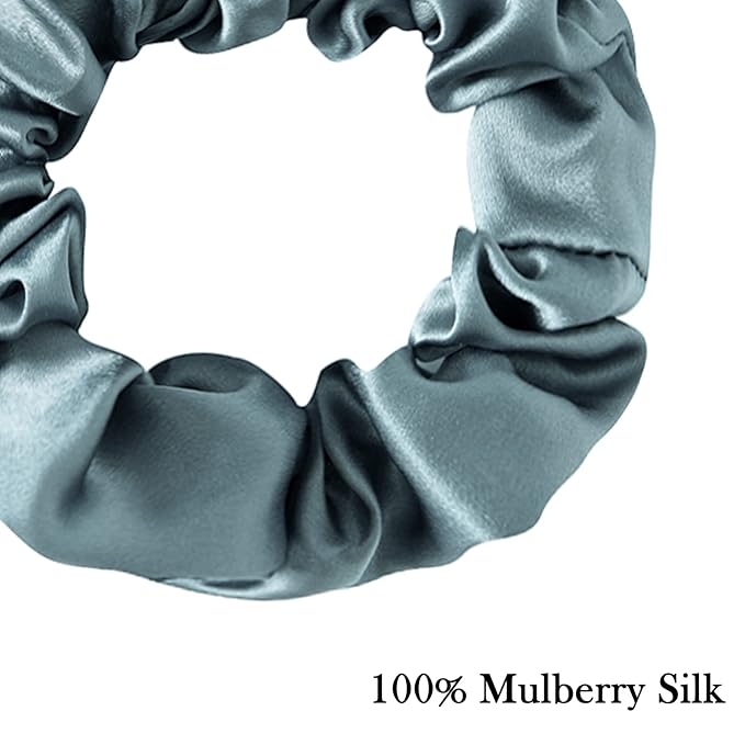 Mulberry Silk Hair Scrunchies, 3 Count, 100% Silk, No Damage for Frizz Prevention, Sleep and Night Scrunchie, Hair Accessories for Women (Black, Haze Blue, Rubber Red)