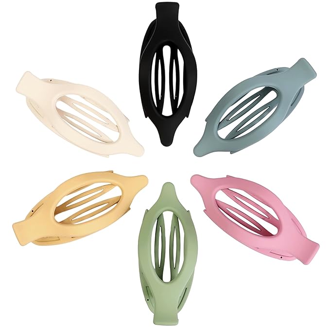 Flat Hair Clips for Women - 6 PCS French Flat Claw Clips Medium Hair Clips for Girls Large Hair Claw Clips for Thick or Thin Hair Strong Hold No Slip Hair Accessories for women (Light Colorful)