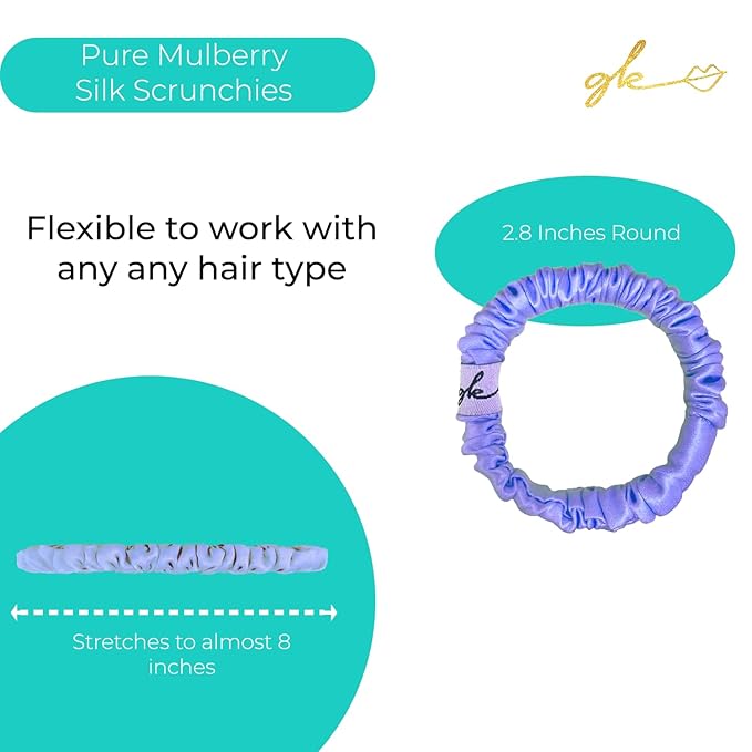 Silk Scrunchies for Women No Damage Mulberry Silk No Slip 4 Pack-Elastic Ponytail Girls Hair Ties | Skinny Hair Ties for Thin Thick Wavy or Curly Hair No Crease for Sleep and Sports (4, Dark Pastel)