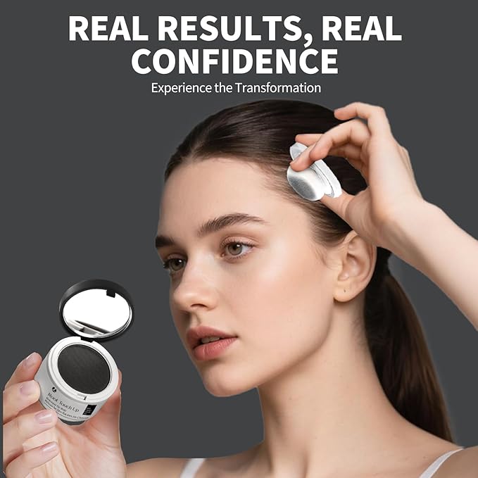 Hairline Powder 24H Stain-Proof, Root Touch Up Hair Color for Gray Coverage,Bald Spot Concealing Hair Shadow Powder for Women & Men,Natural-Looking (Black)