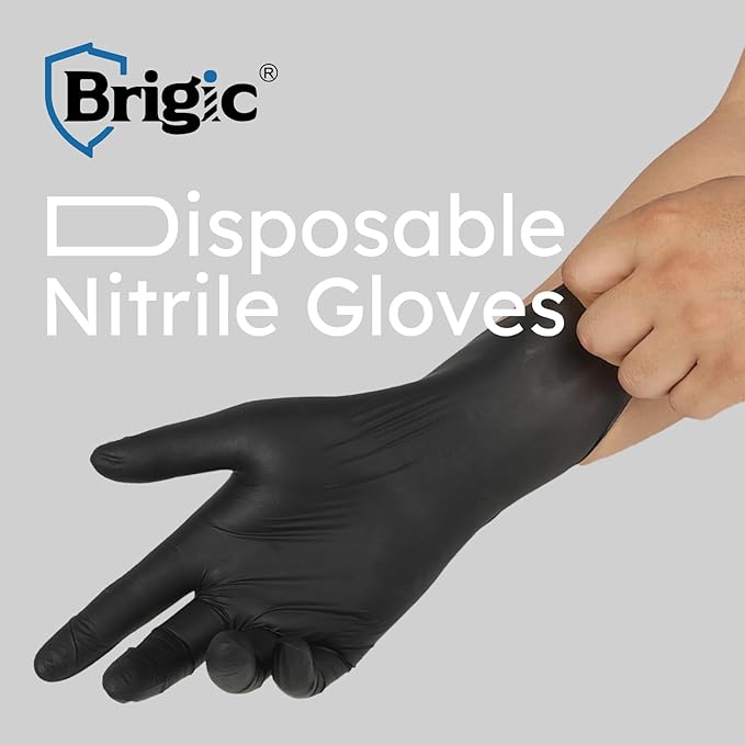 Disposable Nitrile Gloves, Textured Grip, 4mil, Lightweight, Slip-Resistant, Black