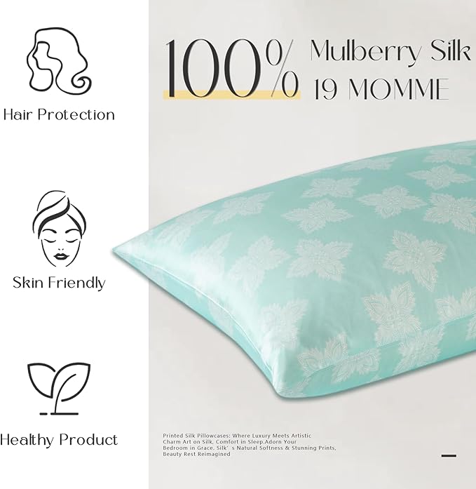 ZIMASILK 100% Pure Mulberry Silk Pillowcase for Hair and Skin Health, Soft and Smooth, Both Sides Premium Grade 6A Silk, 600 Thread Count, with Hidden Zipper, 1pc (King 20"x36", Mint Green)