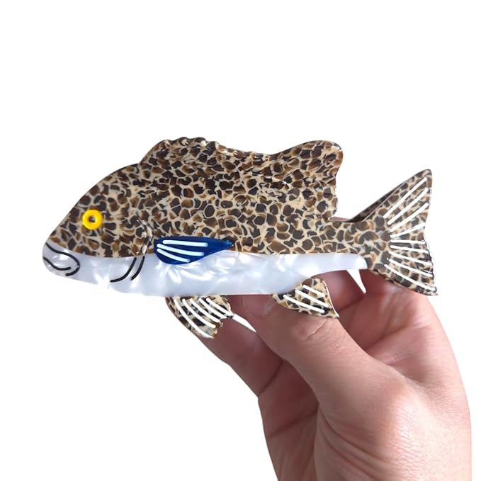 Novelty Grouper Fish Hair Clips,Cute Acetate Hair Clip,Big Claw Clips for Women,Beige